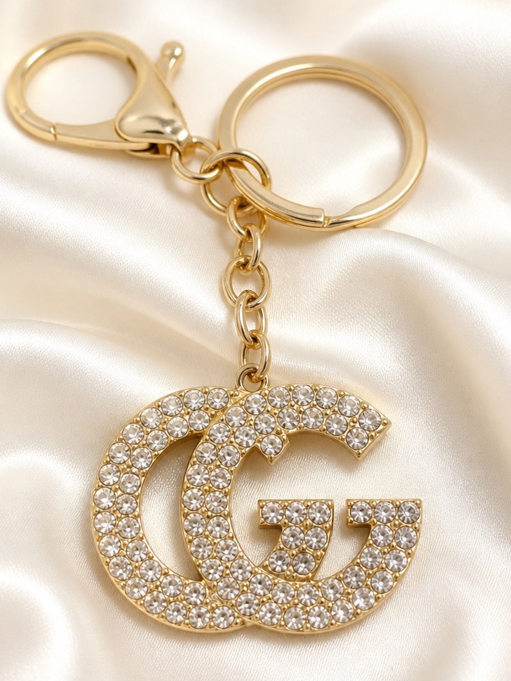 Gold Crystal Double-G Keychain